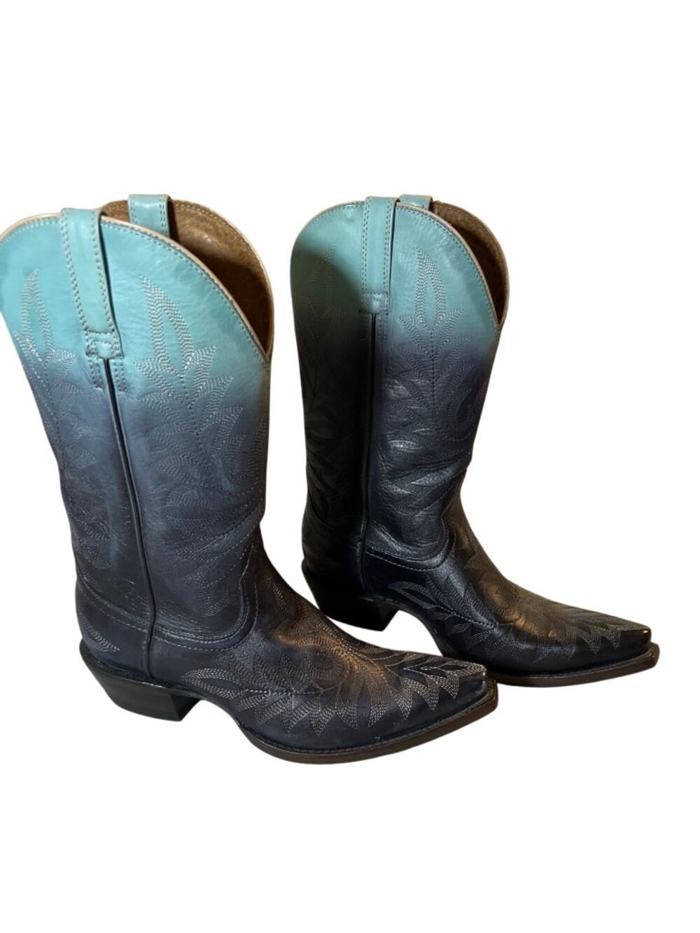 Ariat Ombre Western Cowboy Boots Black Teal Turquoise Size 8